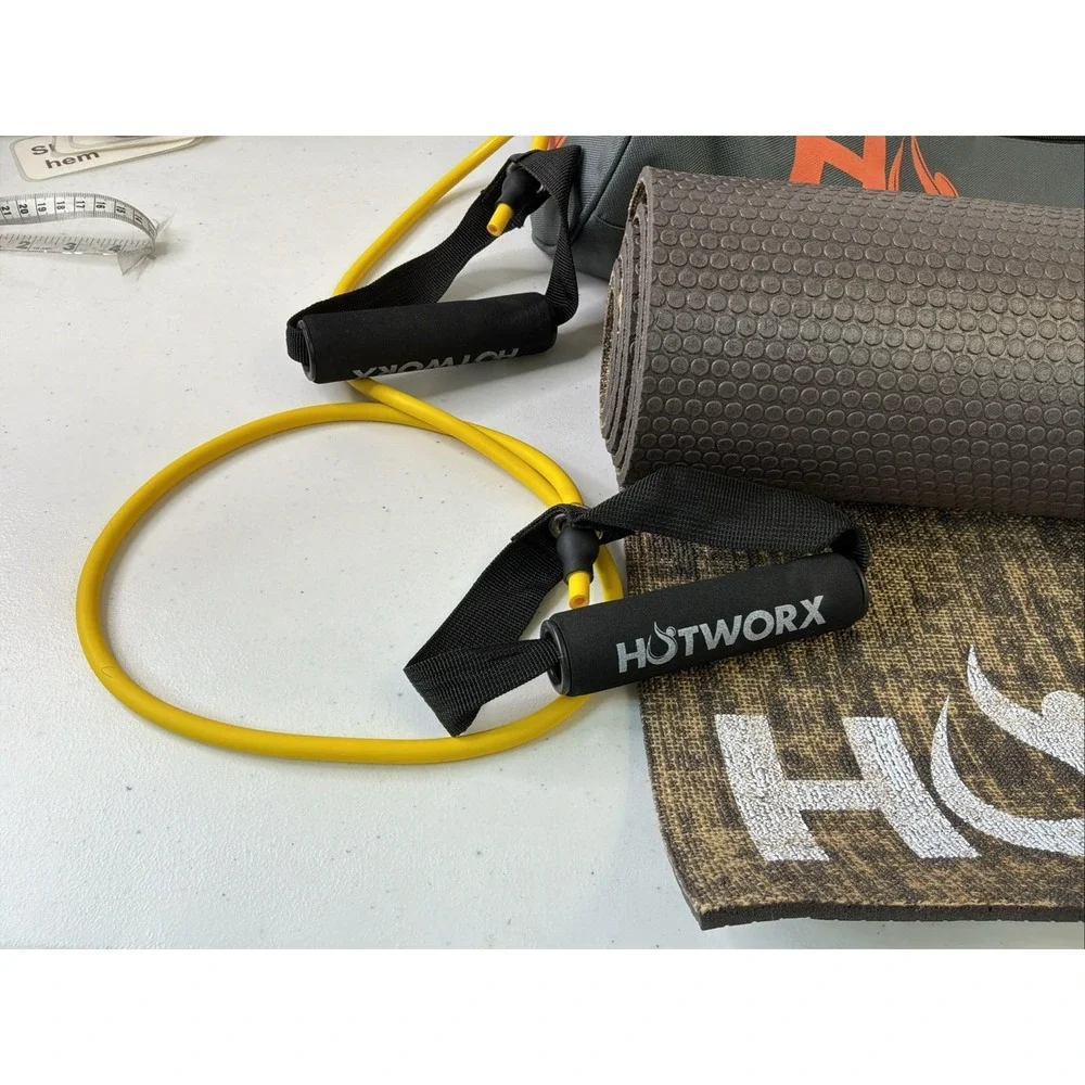 HOTWORX Eco-Friendly Workout Yoga Mat Non-Slip Towel Resistance Band Set Bag